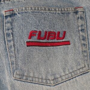 FUBU 100 Percent Cotton Womens Jeans Logo Embroidered Pocket Size 11/12